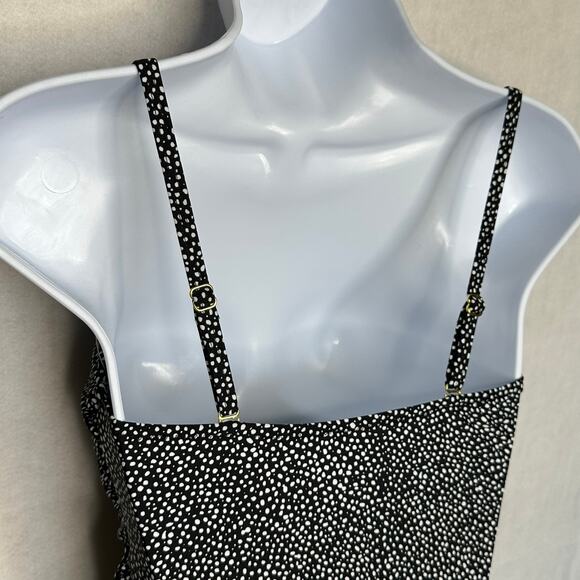NWOT Shore Shapes Black Micro Polka Dot Ruched Swimdress Tankini Set – Size 8 - Picture 7 of 10